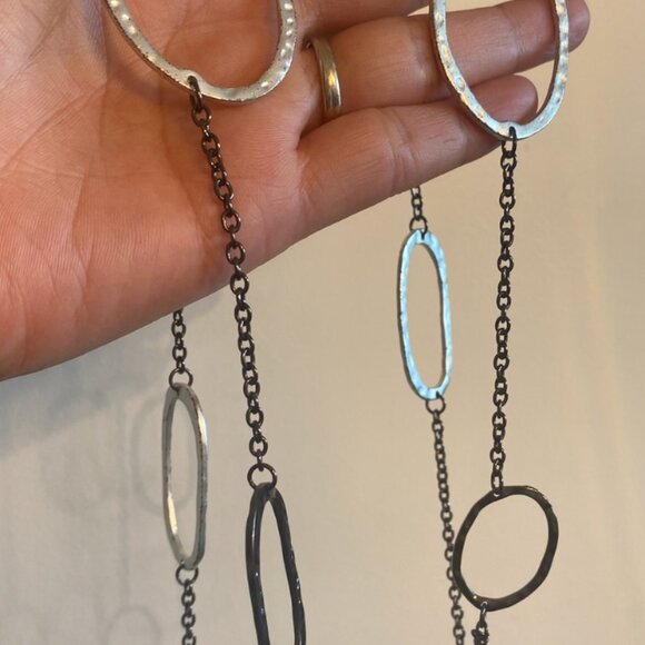 Vintage Hammered Metal Hoop Necklace - Picture 4 of 4